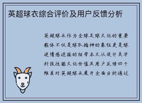 英超球衣综合评价及用户反馈分析