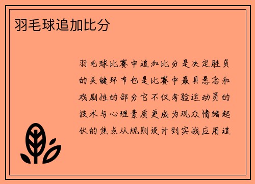 羽毛球追加比分